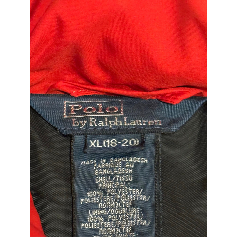 Vtg 90s Polo Ralph Lauren Youth Red Puffer Jacket Down Fill Coat Sz XL (18-20) - Picture 9 of 10